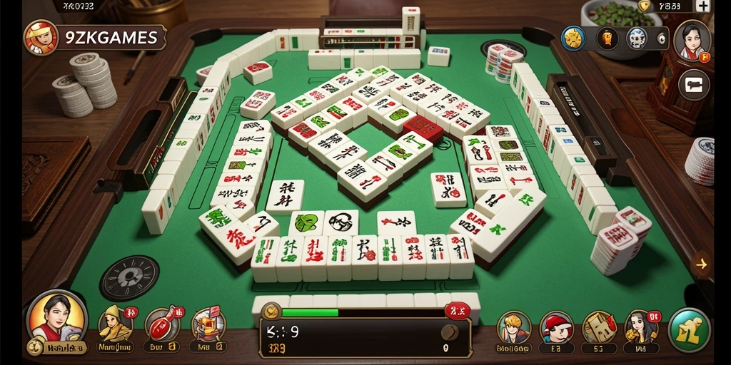 Screenshot gameplay 9ZKGAMES menunjukkan keseruan bermain Mahjong.