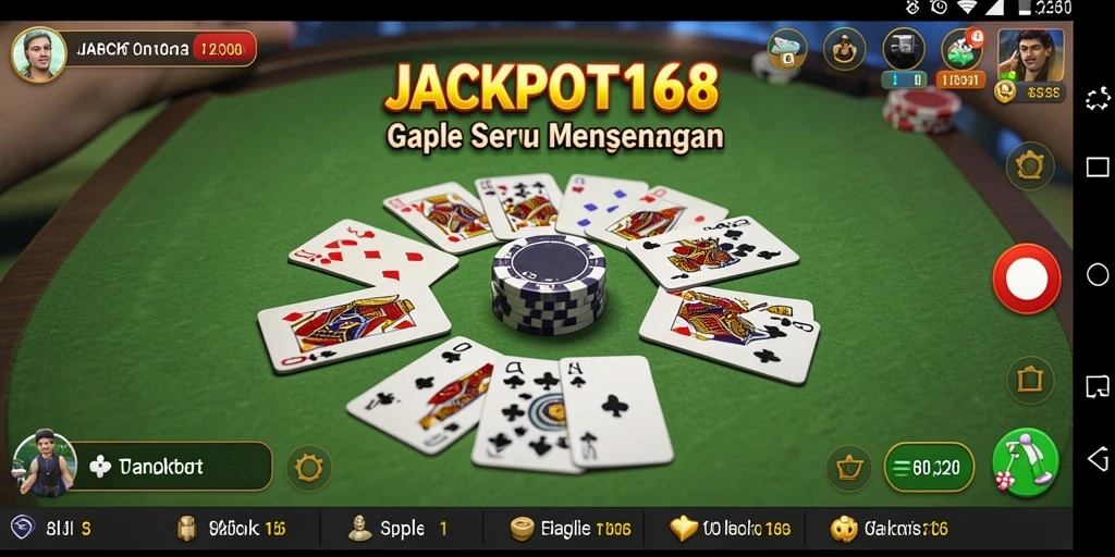 Screenshot JACKPOT168 menampilkan gameplay seru Gaple antara pemain.