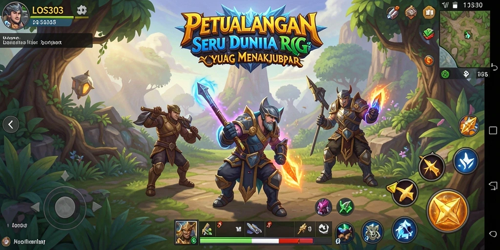 Screenshot gameplay RPG yang menampilkan pertarungan mendebarkan di dunia fantasi.