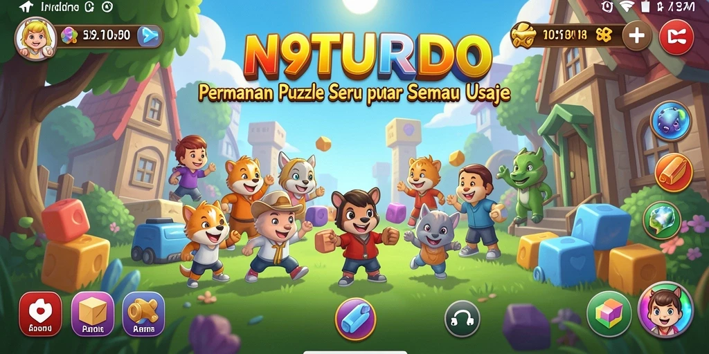 Tampilan gameplay seru N9TURBO dengan level teka-teki yang menantang.