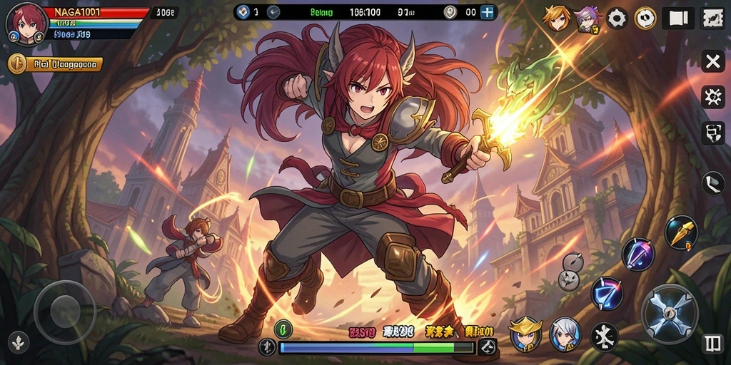 Screenshot menampilkan gameplay seru dari NAGA1001 dengan karakter Anime.