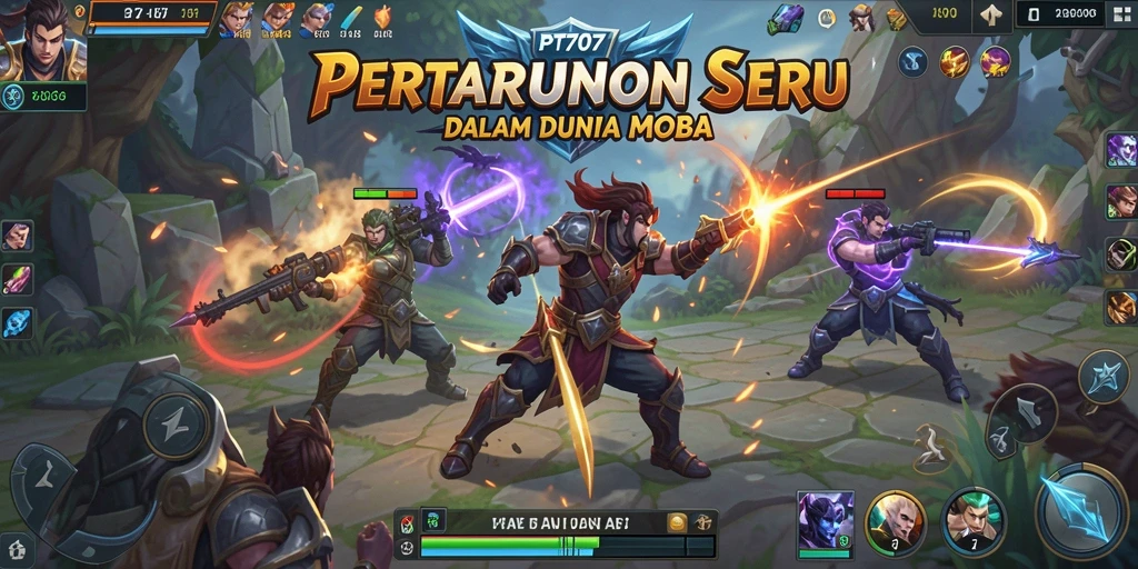 Tampilan gameplay pertarungan epik di PT707 dengan karakter yang beragam.