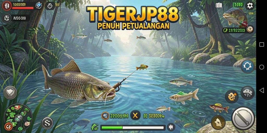 Tampilan gameplay TIGERJP88 yang seru saat memancing ikan.
