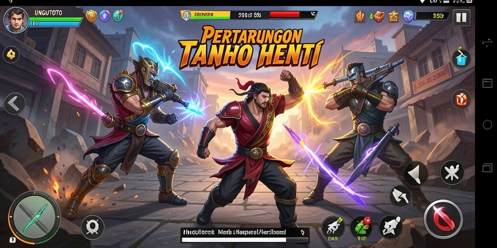 Tampilan gameplay menegangkan di UNGUTOTO saat bertarung.