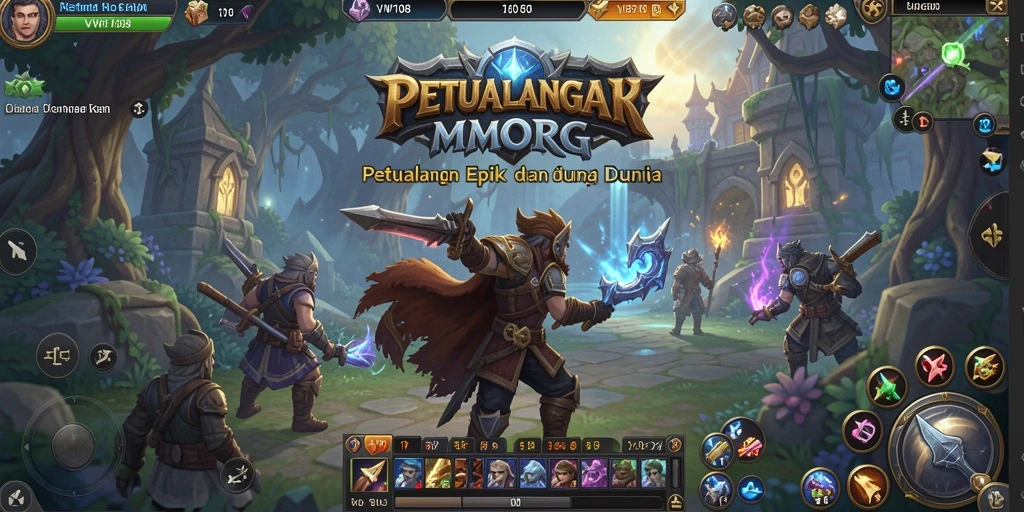 Screenshot VW108 menampilkan pertempuran epik dalam dunia MMORPG.